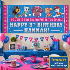 Paw Patrol Pink PERSONALIZED Giant Vinyl Keepsake Banner